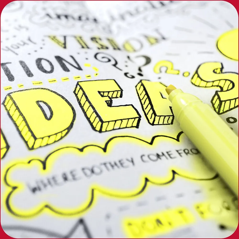 Highlighters|TRU RED ™ Pocket Stick Highlighter with Grip, Chisel Tip, Yellow, Dozen (TR54580)