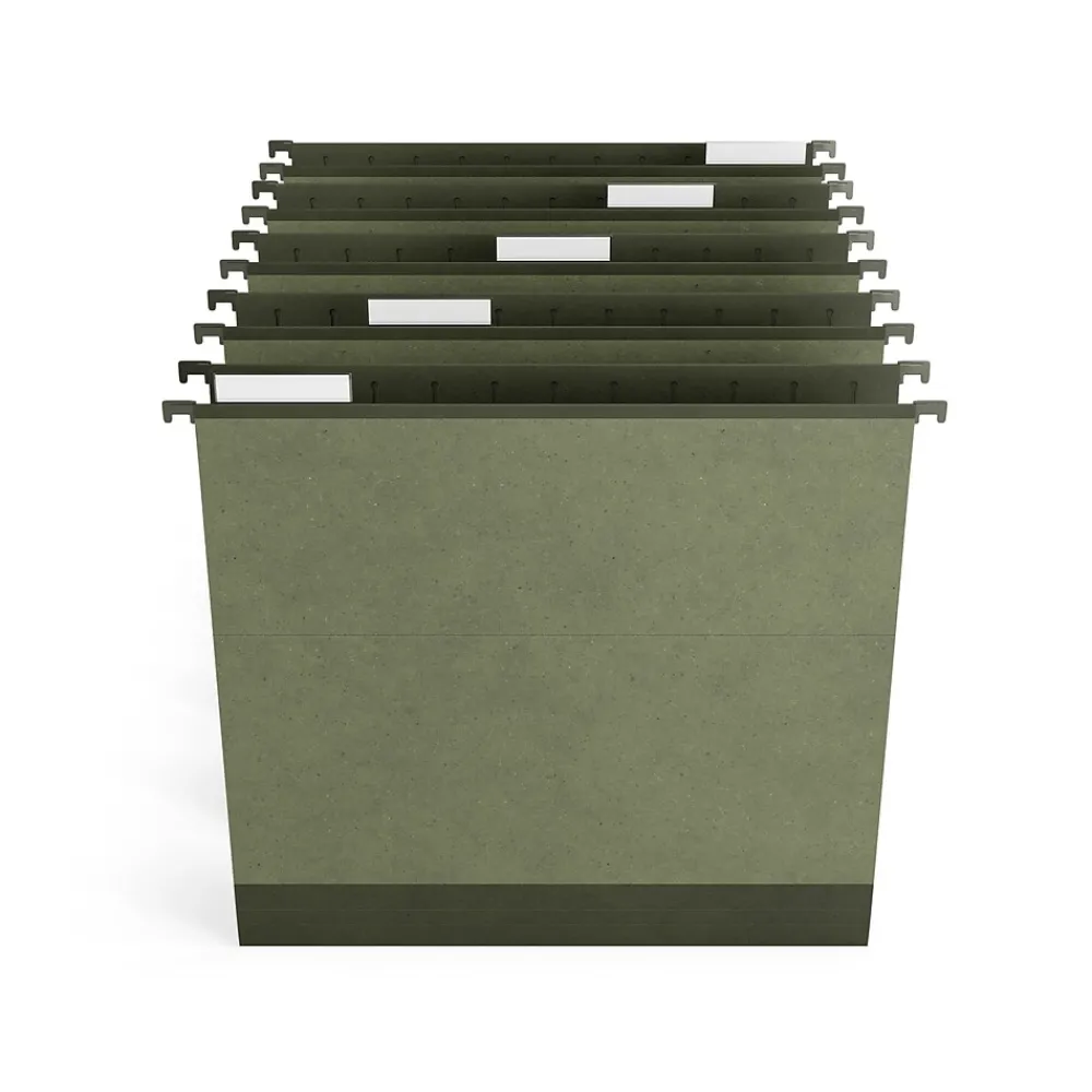 Hanging File Folders|TRU RED ™ Premium Hanging File Folder, 2" Expansion, 5-Tab, Letter Size, Standard Green, 10/Pack (TR45542)