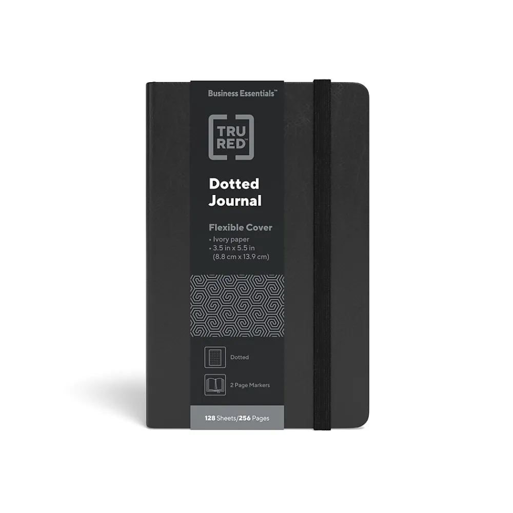 Journals|TRU RED ™ Small Flexible Cover Dotted Journal, Black (TR54782)