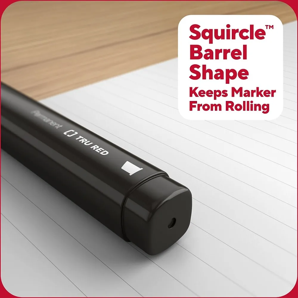 Markers|TRU RED ™ Tank Permanent Markers, Chisel Tip, Black, 5/Pack (TR54523)