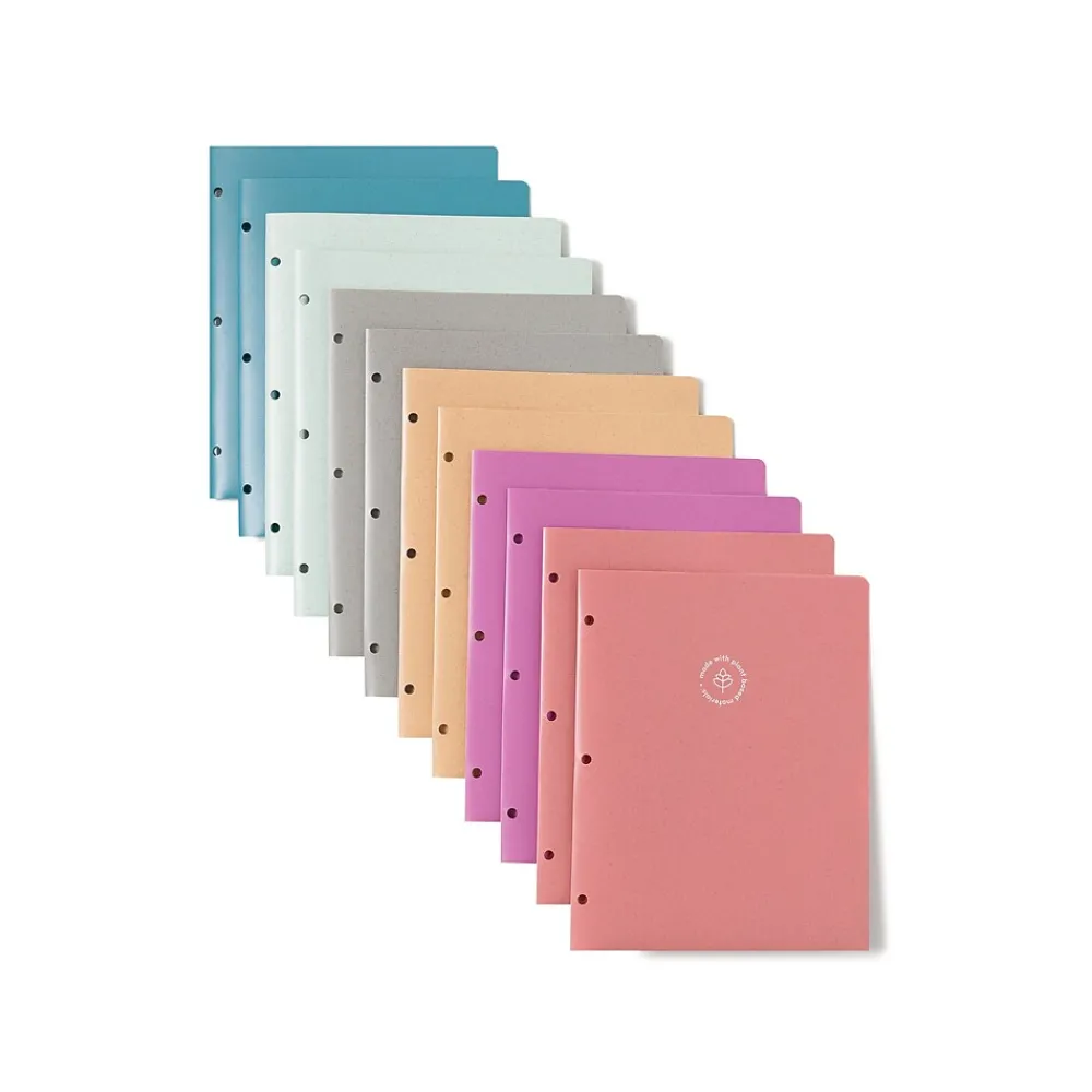 Pocket Folders|U Brands U-Eco 3-Hole Punched 2-Pocket Folders, Assorted Colors, 12/Pack (6600U01-12)
