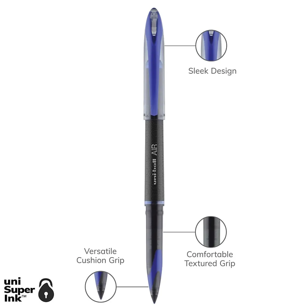 Pens|uni-ball uni AIR Porous Point Pens, Medium Point, 0.7mm, Blue Ink, 3/Pack (1926810)