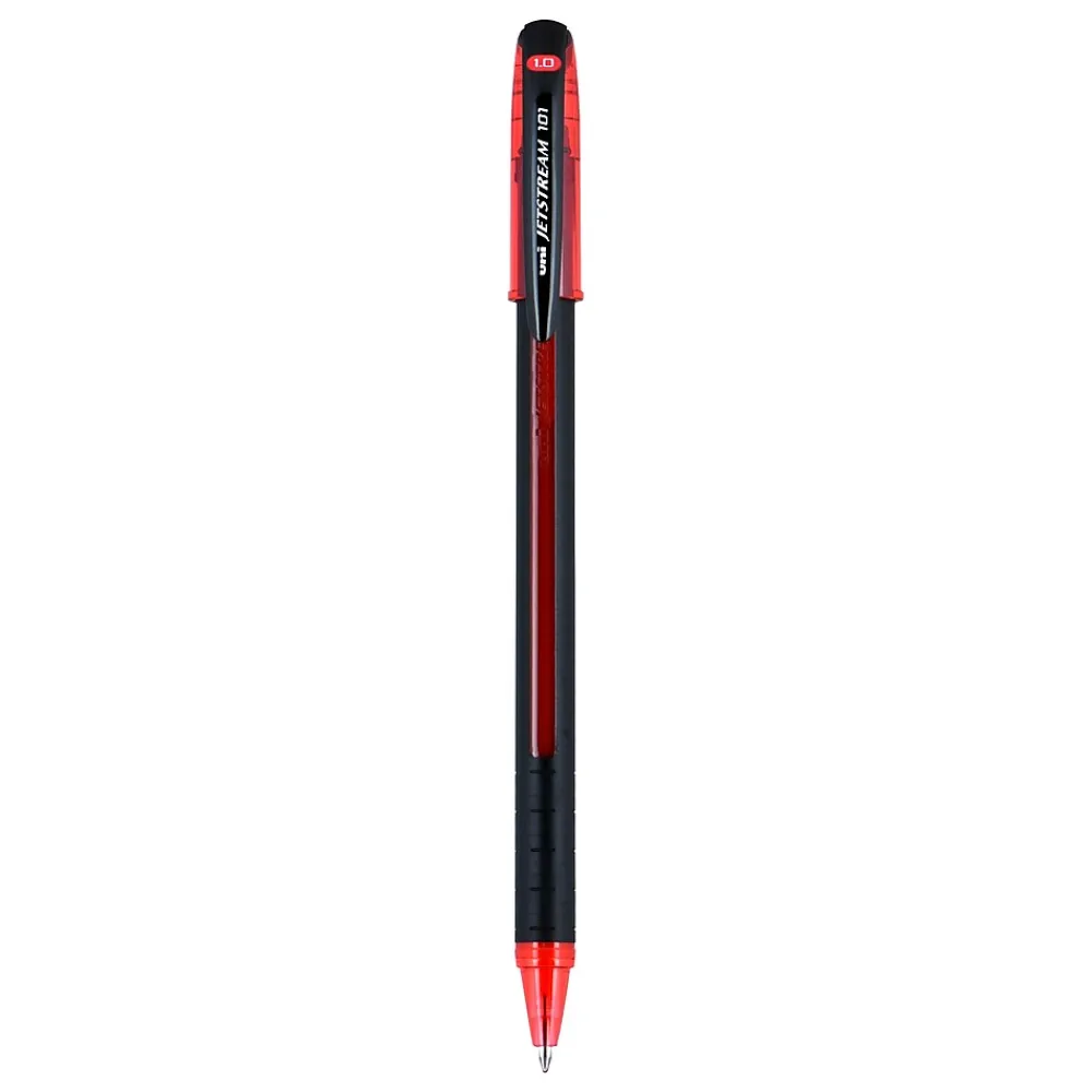 Pens|uni-ball uni Jetstream 101 Ballpoint Pen, Medium Point, 1.0mm, Red Ink, Dozen (1768013)