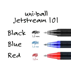 Pens|uni-ball uni Jetstream 101 Ballpoint Pens, Medium Point, 1.0mm, Black Ink, Dozen (1768011)