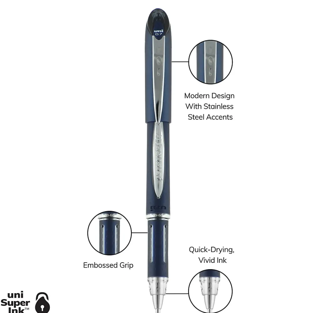 Pens|uni-ball uni Jetstream Ballpoint Pen, Fine Point, 0.7mm, Black Ink, Dozen (40173)