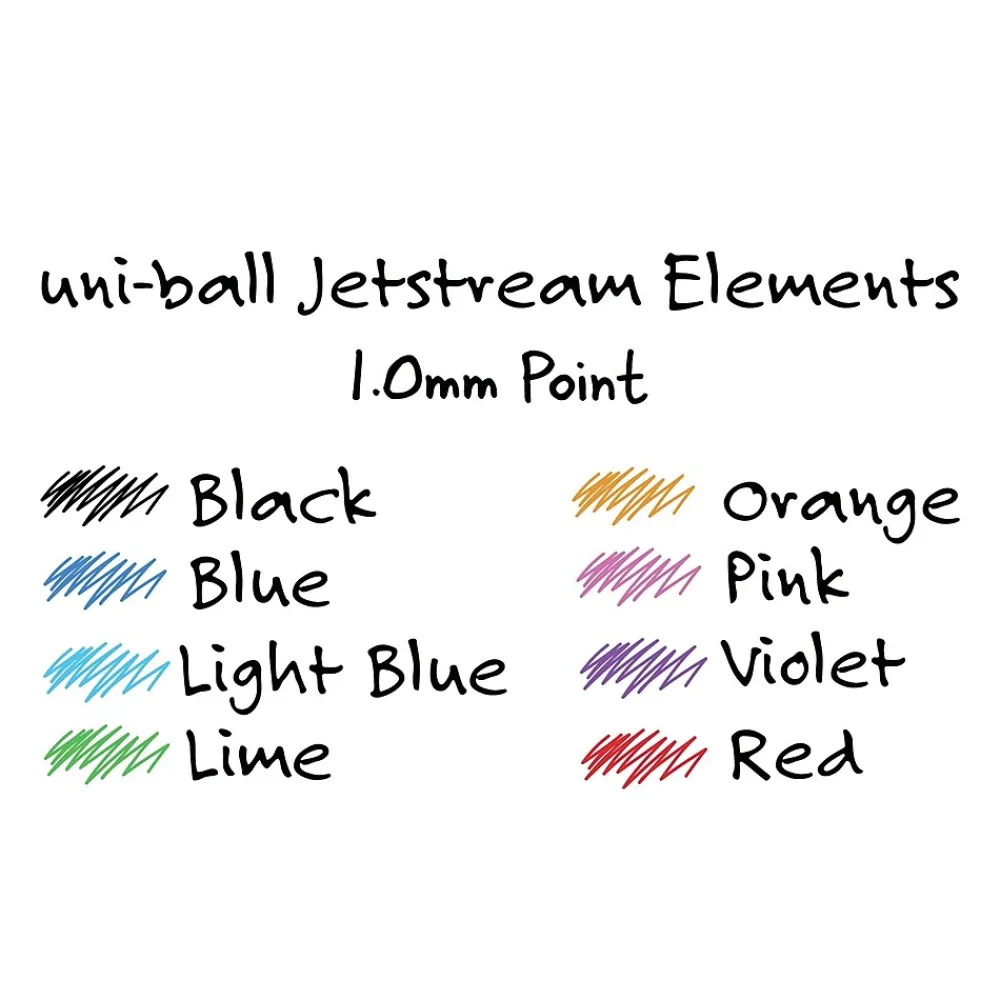 Pens|uni-ball uni Jetstream Elements Ballpoint Pens, Medium Point, 1.0mm, Assorted Ink, 5/Pack (70138)