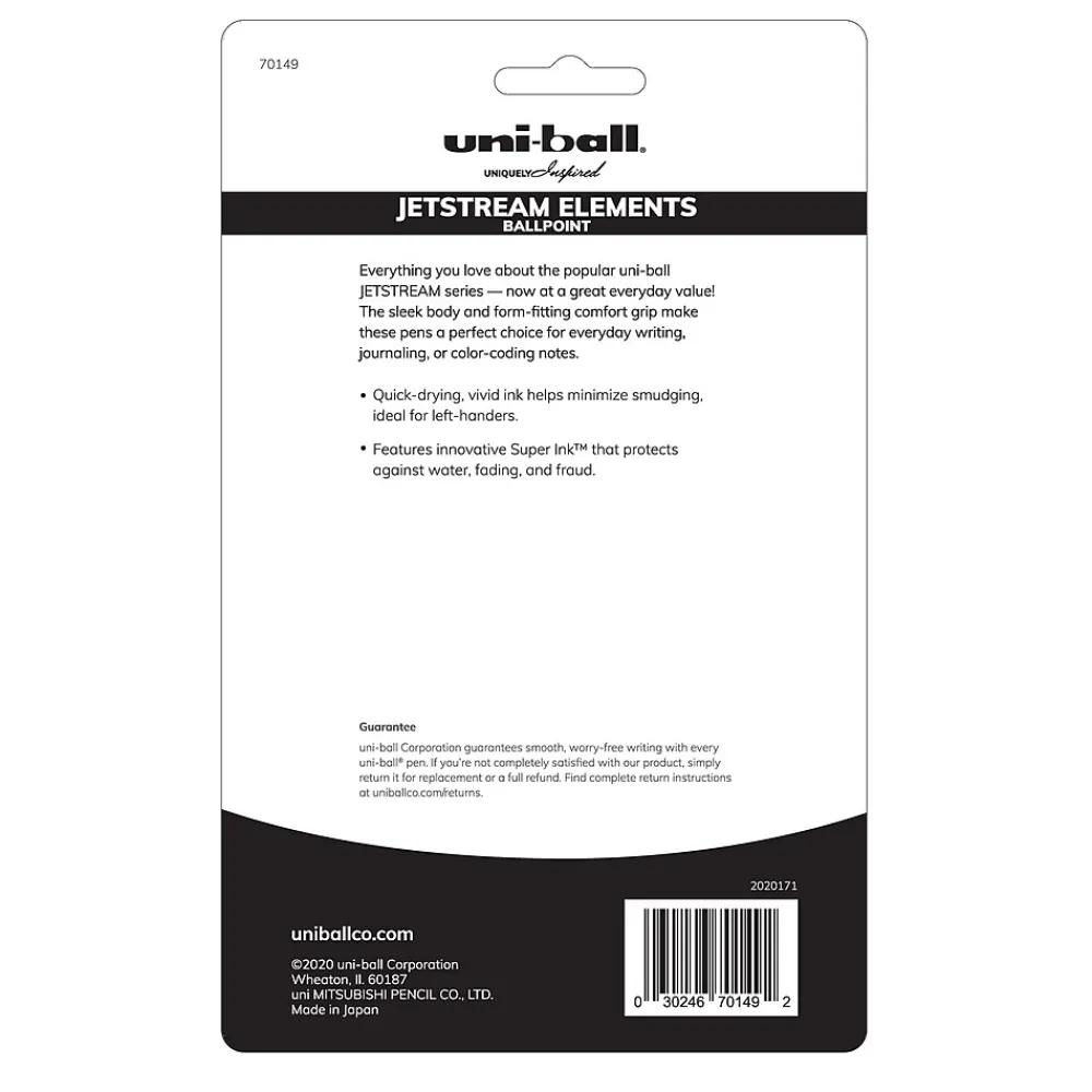Pens|uni-ball uni Jetstream Elements Ballpoint Pens, Medium Point, 1.0mm, Assorted Ink, 6/Pack (70149)