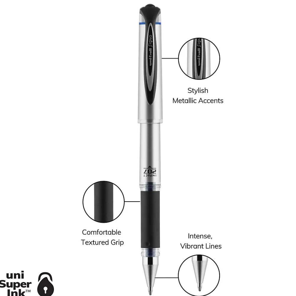 Pens|uni-ball uniball 207 Impact Gel Pens, Bold Point, 1.0mm, Blue Ink (65801)