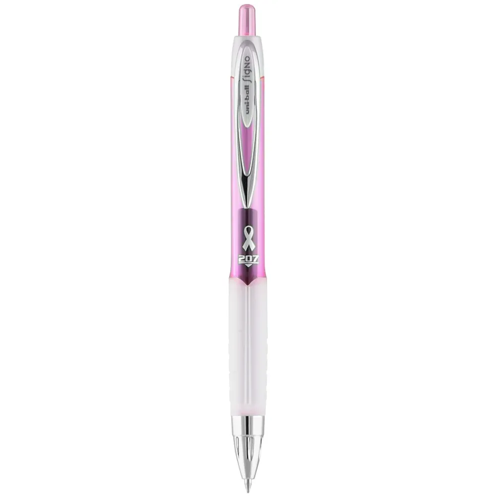 Pens|uni-ball uniball 207 Pink Ribbon Retractable Gel Pens, Medium Point, 0.7mm, Black Ink, 36/Pack (2003896)
