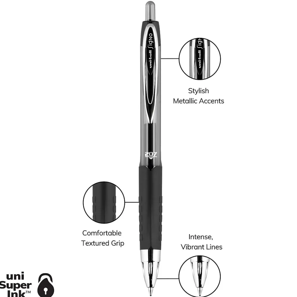 Pens|uni-ball 207 Retractable Gel Pens, Medium Point, 0.7mm, Assorted Ink, 5/Pack (1960307)