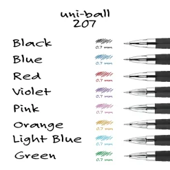 Pens|uni-ball 207 Retractable Gel Pens, Medium Point, 0.7mm, Black Ink, 8/Pack (1756584)