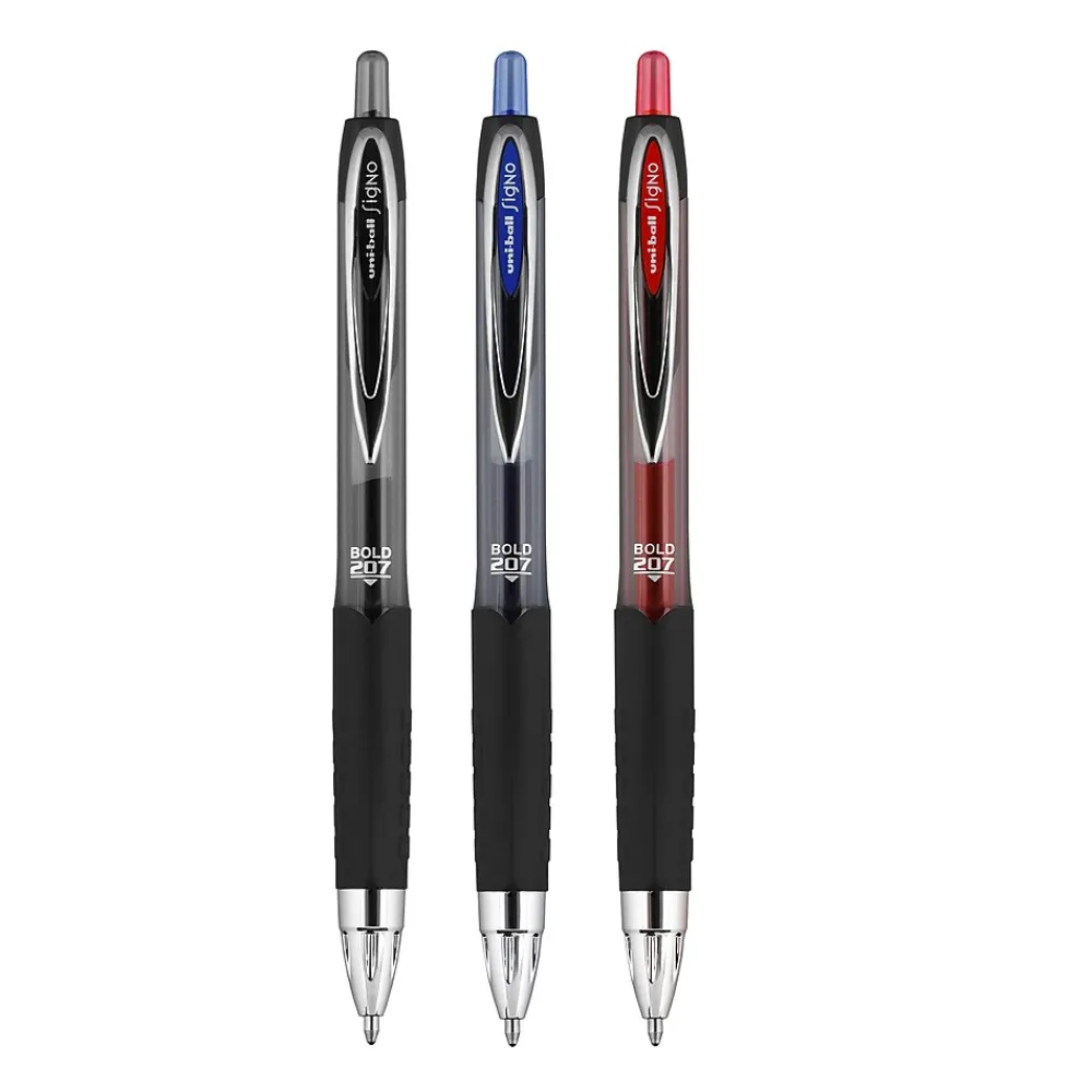 Pens|uni-ball uniball 207 Retractable Gel Pens, Bold Point, 1.0mm, Black Ink, 12/Pack (1790895)