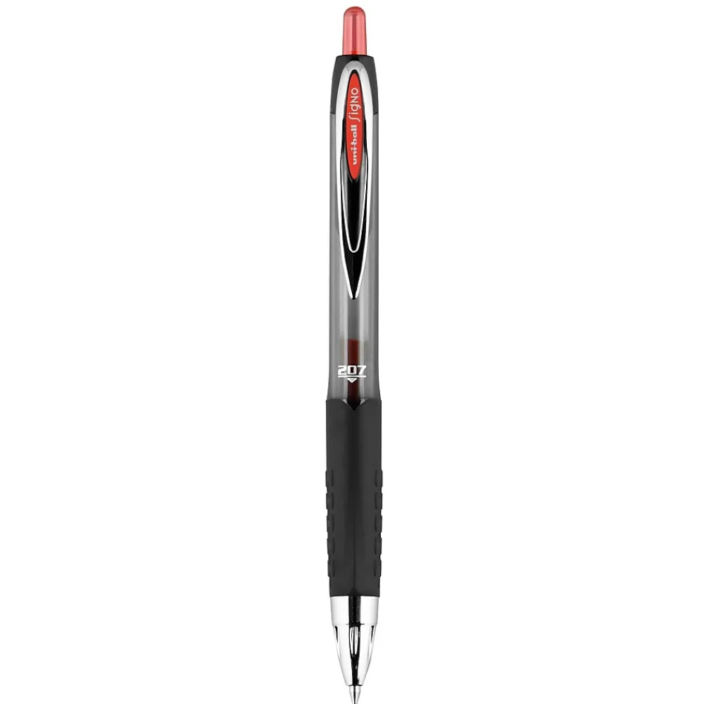 Pens|uni-ball uniball 207 Retractable Gel Pens, Medium Point, 0.7mm, Red Ink, Dozen (33952)