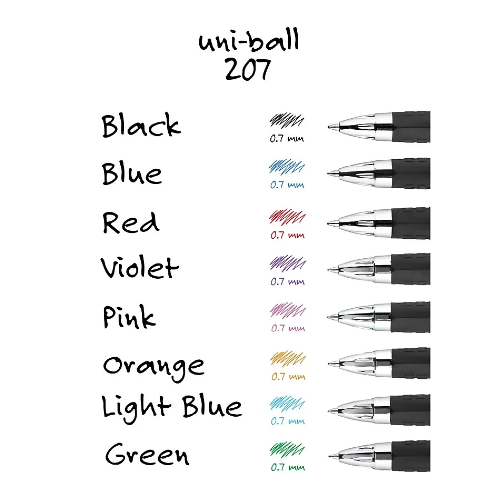 Pens|uni-ball uniball 207 Retractable Gel Pens, Medium Point, 0.7mm, Red Ink, Dozen (33952)