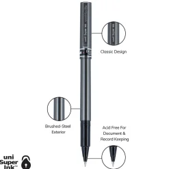 Pens|uni-ball Deluxe Rollerball Pens, Micro Point, Black Ink, 12/Pack (60025)
