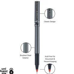 Pens|uni-ball uniball Deluxe Rollerball Pen, Micro Point, 0.5mm, Red Ink (60026)