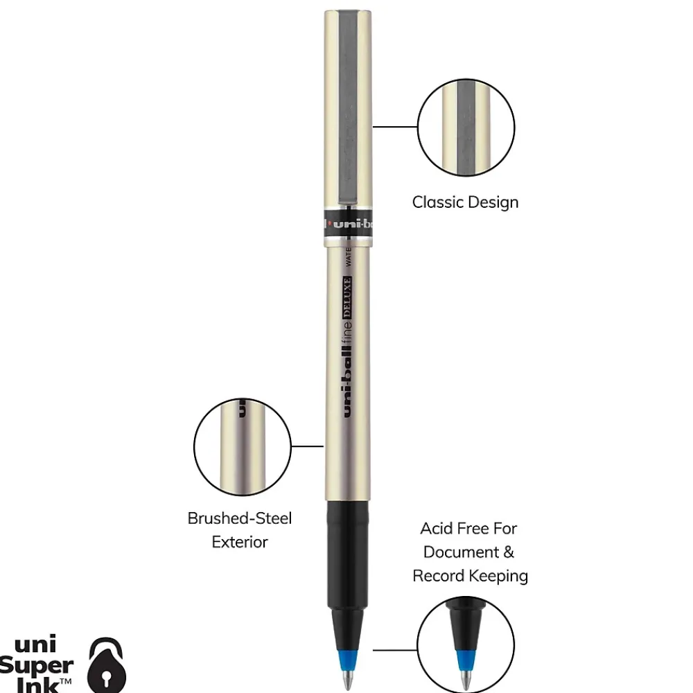 Pens|uni-ball uniball Deluxe Rollerball Pens, Fine Point, 0.7mm, Blue Ink (60053)
