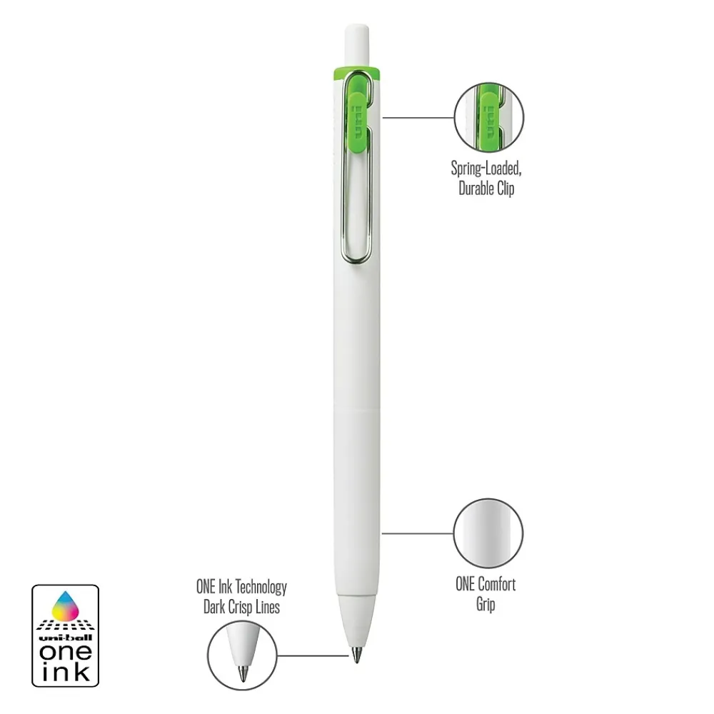 Pens|uni-ball one Retractable Gel Pen, Medium Point, 0.7mm, Assorted Ink, 5/Pack (70381)