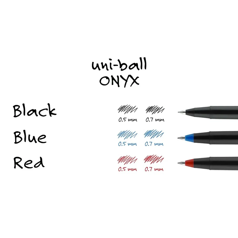 Pens|uni-ball uniball Onyx Rollerball Pens, Fine Point, 0.7mm, Blue Ink, Dozen (60145)
