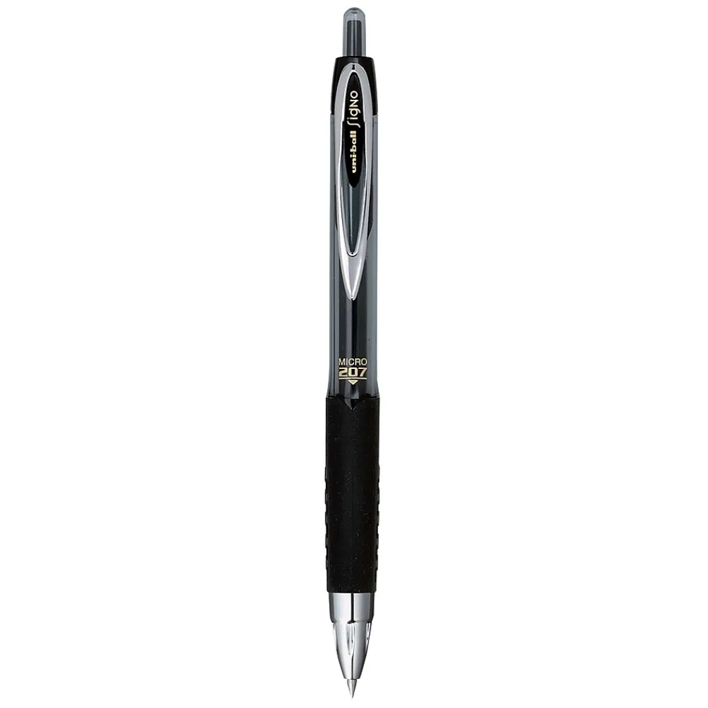 Pens|uni-ball Signo 207 Retractable Gel Pen, Fine Point, Black Ink, 5/Pack (1960240)
