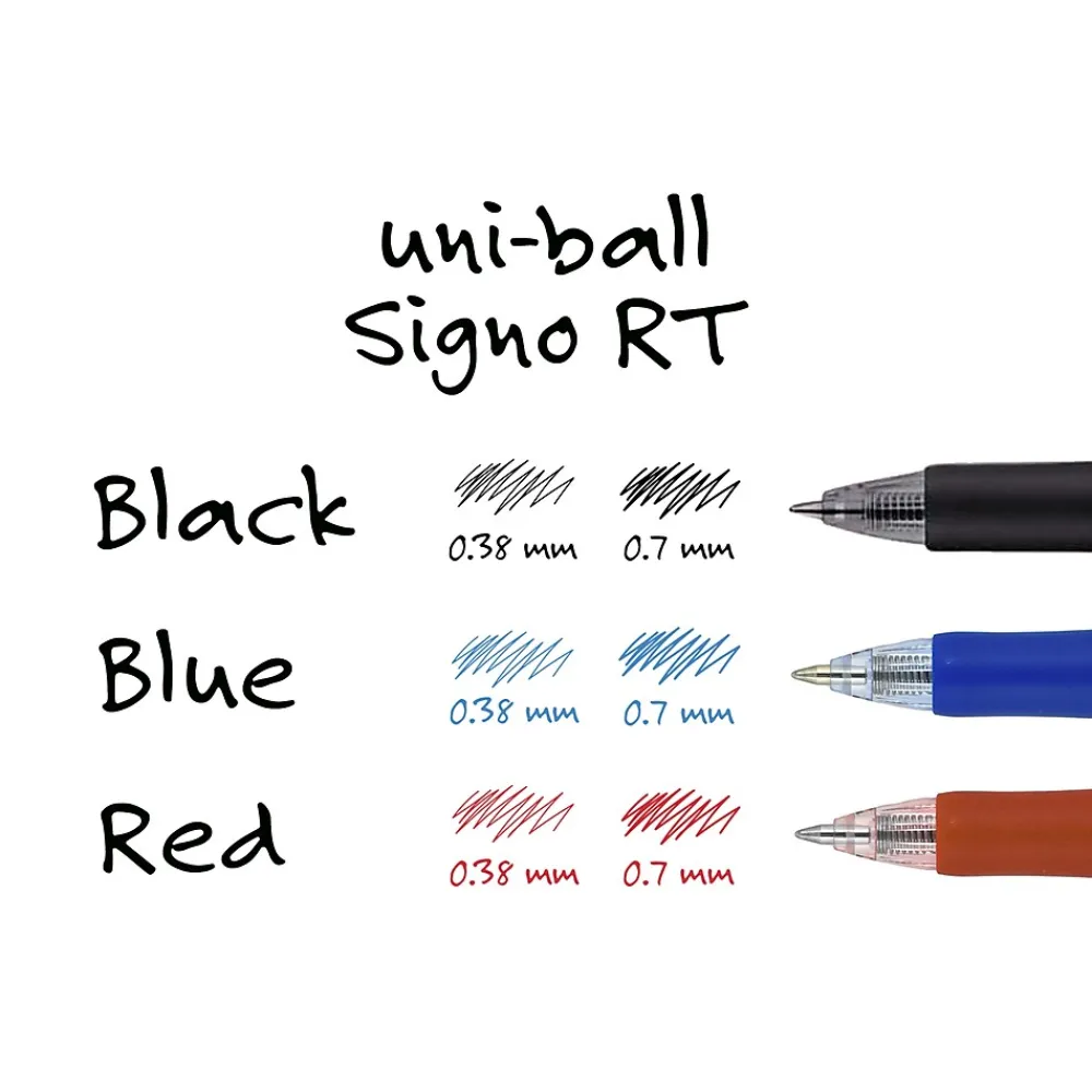 Pens|uni-ball uniball Signo RT Gel Pens, Medium Point, 0.7mm, Red Ink, Dozen (65942)
