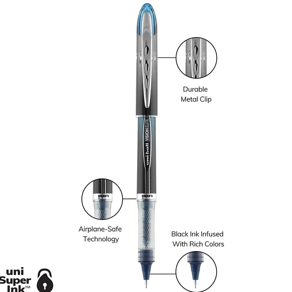 Pens|uni-ball uniball Vision Elite BLX Rollerball Pens, Micro Point, 0.5mm, Assorted Ink, 5/Pack (1832410)