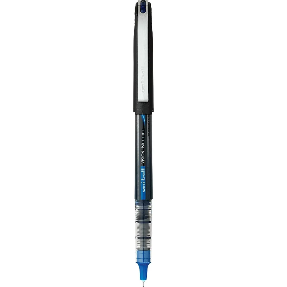 Pens|uni-ball uniball Vision Needle Rollerball Pens, Micro Point, 0.5mm, Blue Ink, 12/Pack (1734919)