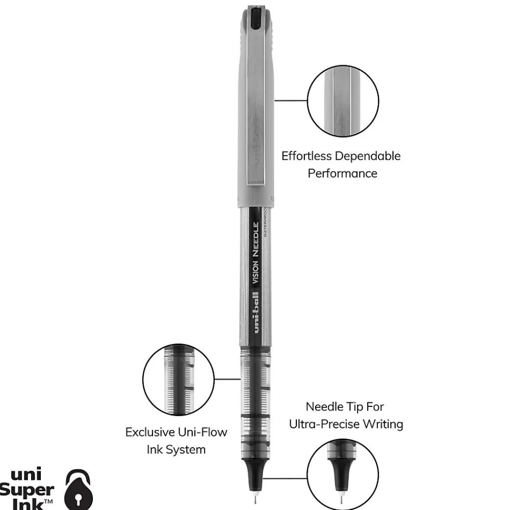 Pens|uni-ball Vision Needle Rollerball Pens, Fine Point, 0.7mm, Assorted Ink, 8/Pack (1734916)