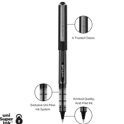 Pens|uni-ball uniball Vision Rollerball Pens, Micro Point, 0.5mm, Black Ink (60106)
