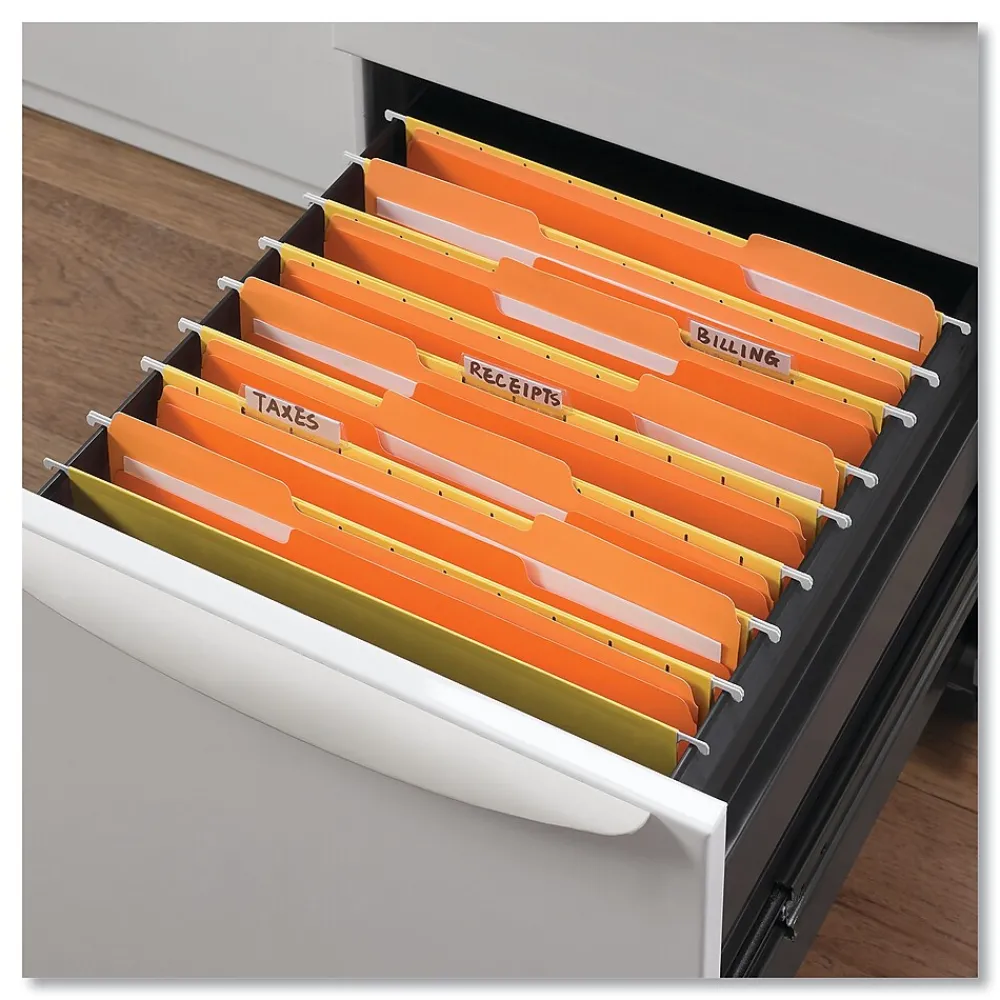 File Folders|Universal Colored File Folders, 1/3 Cut One-Ply Tab, Letter, Orange, 100/Box