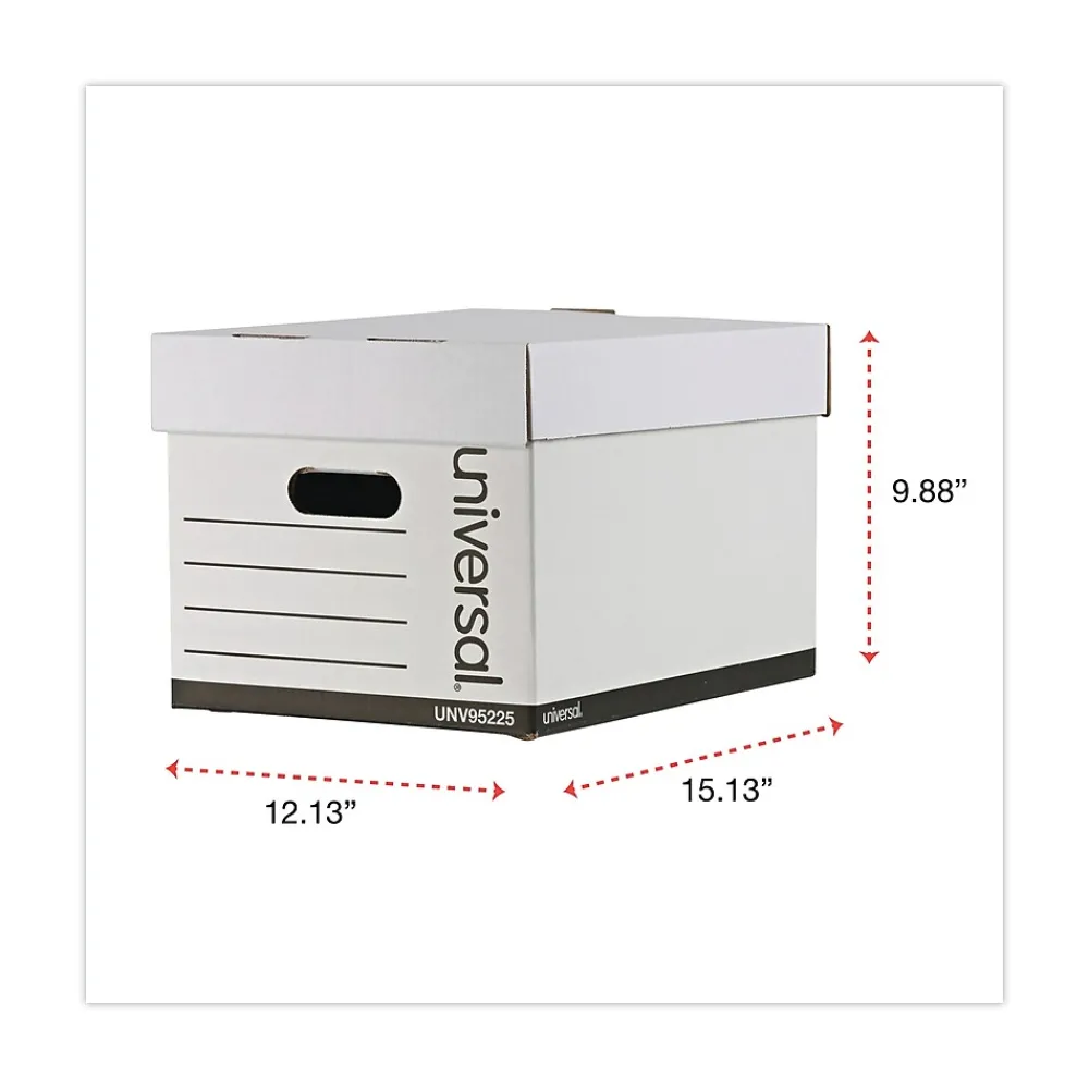 File Storage|Universal Extra-Strength Storage Box, Letter/Legal Size, White, Stacking Strength 1,500 lbs., 12/Ct