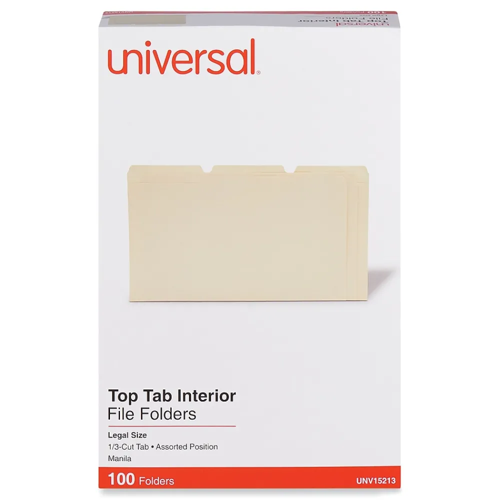 File Folders|Universal File Folder, Legal Size, Manila, 100/Box (UNV15213)