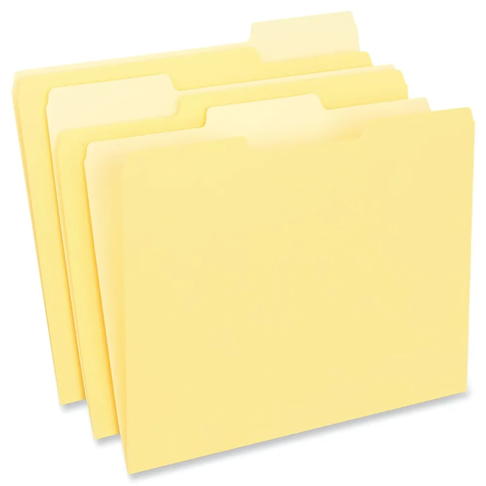 File Folders|Universal File Folder, Straight Cut, Letter Size, Yellow, 100/Box (UNV12304)