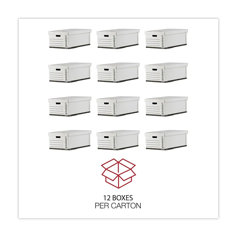 File Storage|Universal Medium Duty Corrugated File Box with Lift Off Lid, Legal Size, White, 12/Carton (UNV95221)