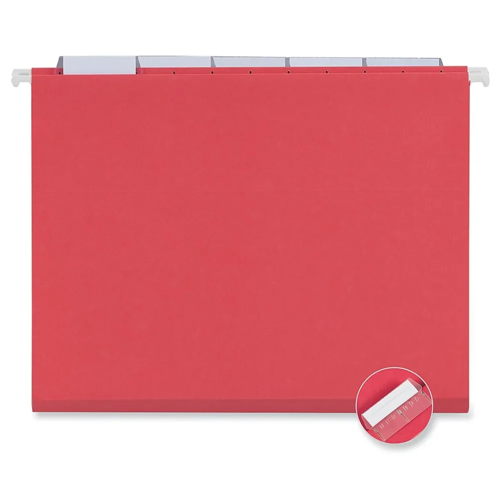 Hanging File Folders|Universal Recycled Hanging File Folder, Letter Size, Red, 25/Box (UNV14118)