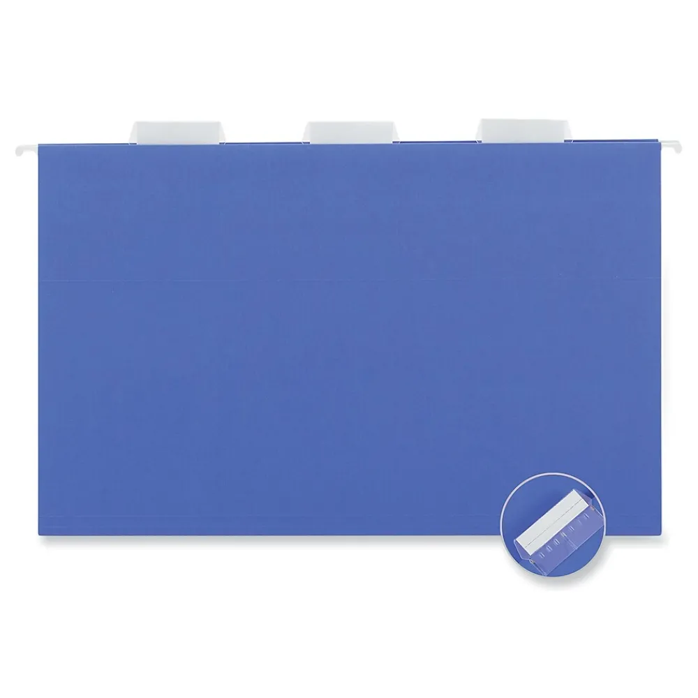 Hanging File Folders|Universal Recycled Hanging File Folder, Legal Size, Blue, 25/Box (UNV14216)