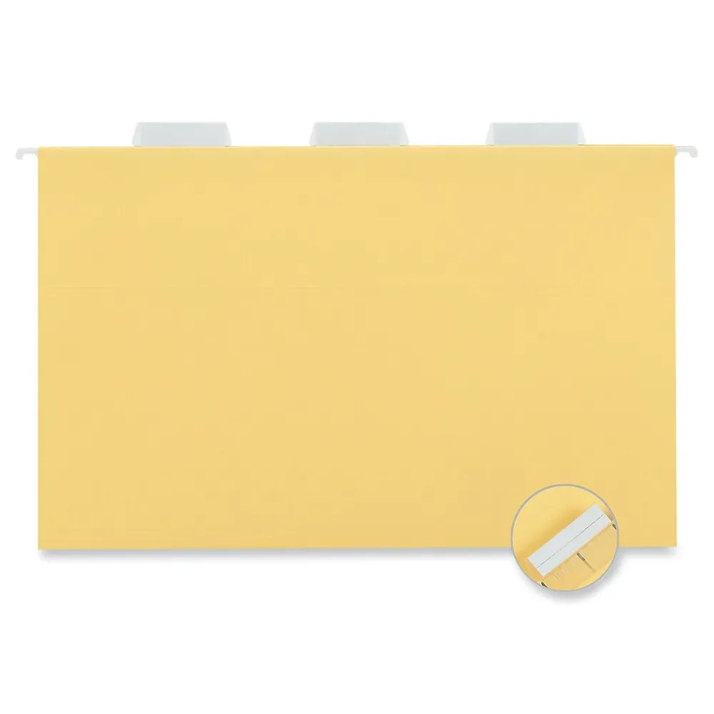 Hanging File Folders|Universal Recycled Hanging File Folder, Legal Size, Yellow, 25/Box (UNV14219)