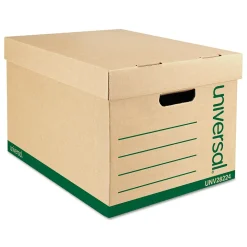 File Storage|Universal Recycled Record Storage Boxes, Letter, 12" x 10" x 15", Kraft, 12/Ct