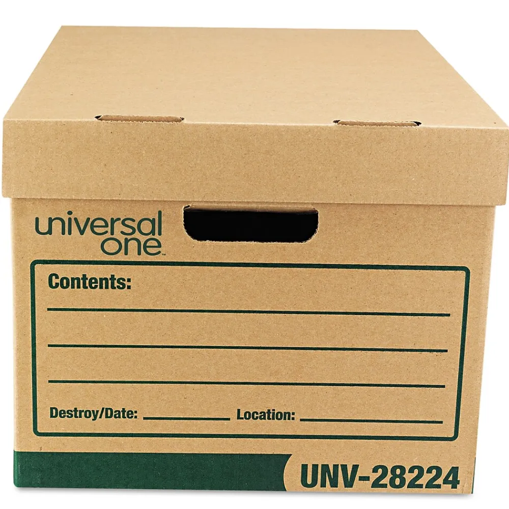 File Storage|Universal Recycled Record Storage Boxes, Letter, 12" x 10" x 15", Kraft, 12/Ct