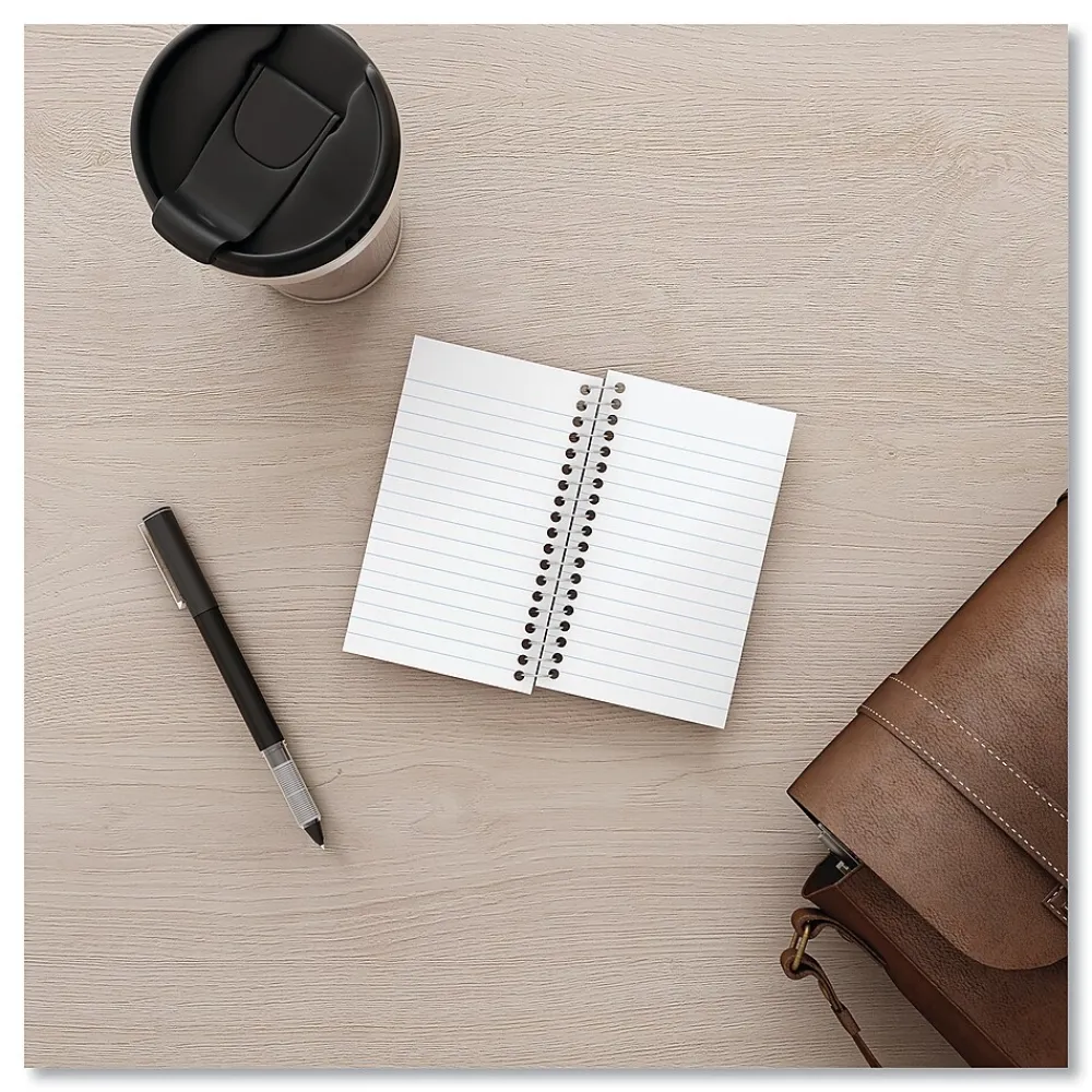Notepads|Universal Side Wirebound Memo Books, 5" x 3", Narrow Ruled, 50 Sheets/Pad, 12/Pack (UNV20453)