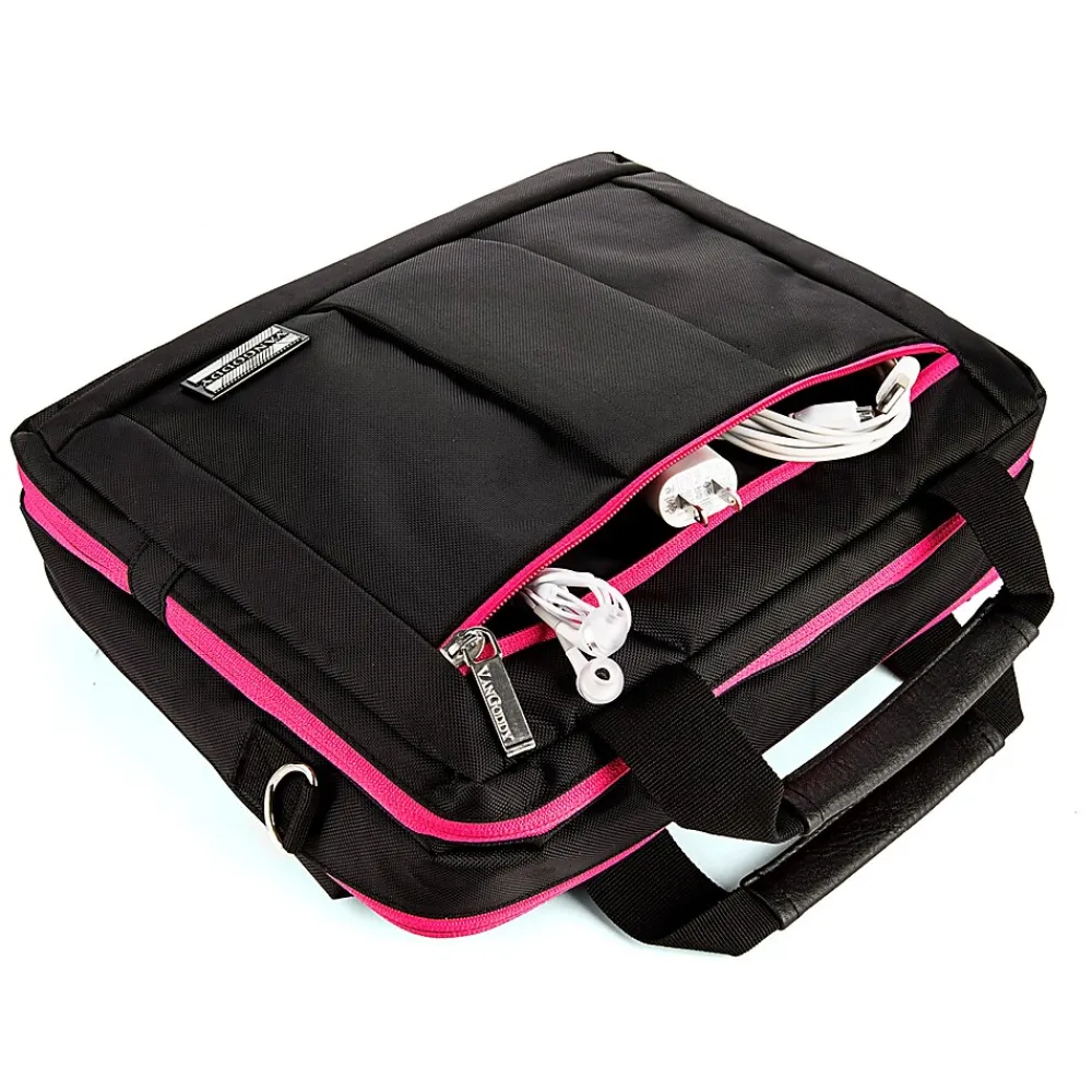 Laptop Bags|Vangoddy 15.6" Nylon Water Resistant Laptop Bag, Black/Pink (0609465467115)