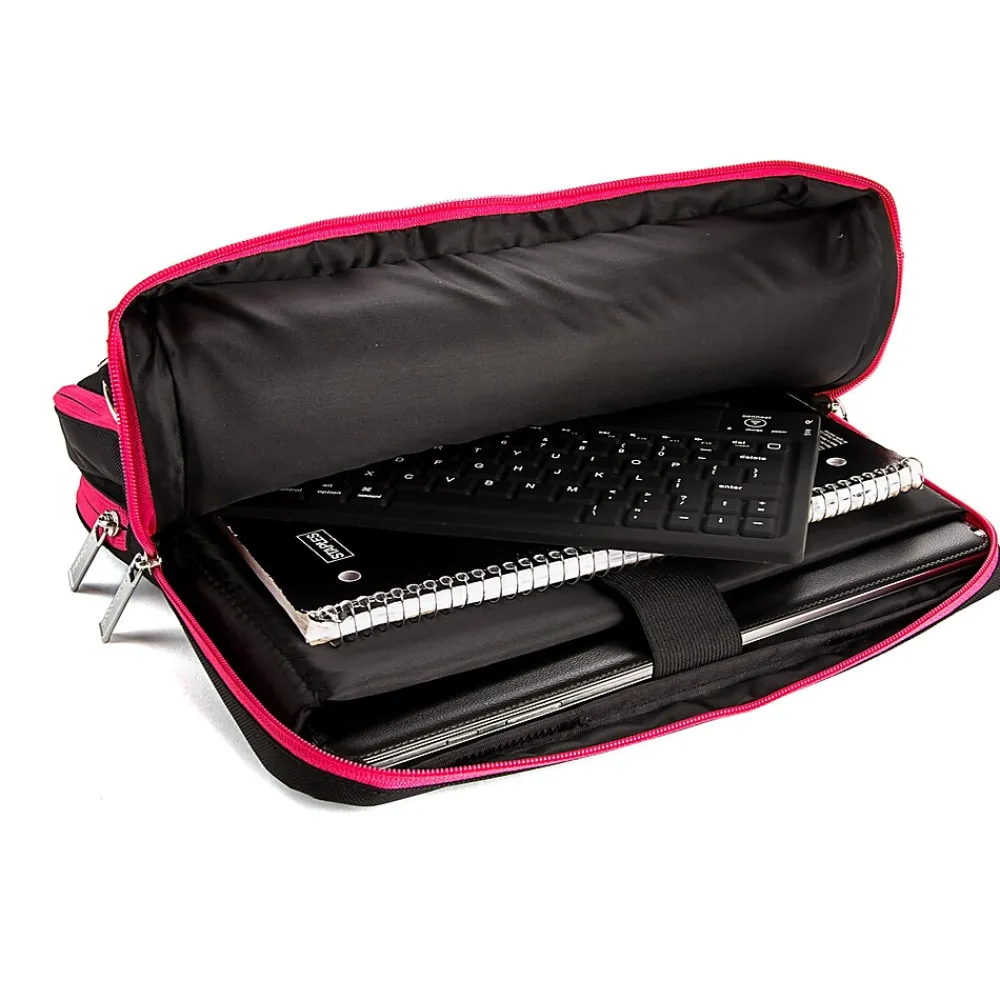 Laptop Bags|Vangoddy 15.6" Nylon Water Resistant Laptop Bag, Black/Pink (0609465467115)