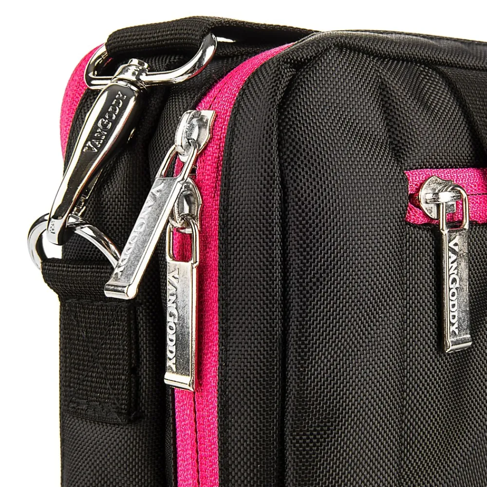 Laptop Bags|Vangoddy 15.6" Nylon Water Resistant Laptop Bag, Black/Pink (0609465467115)