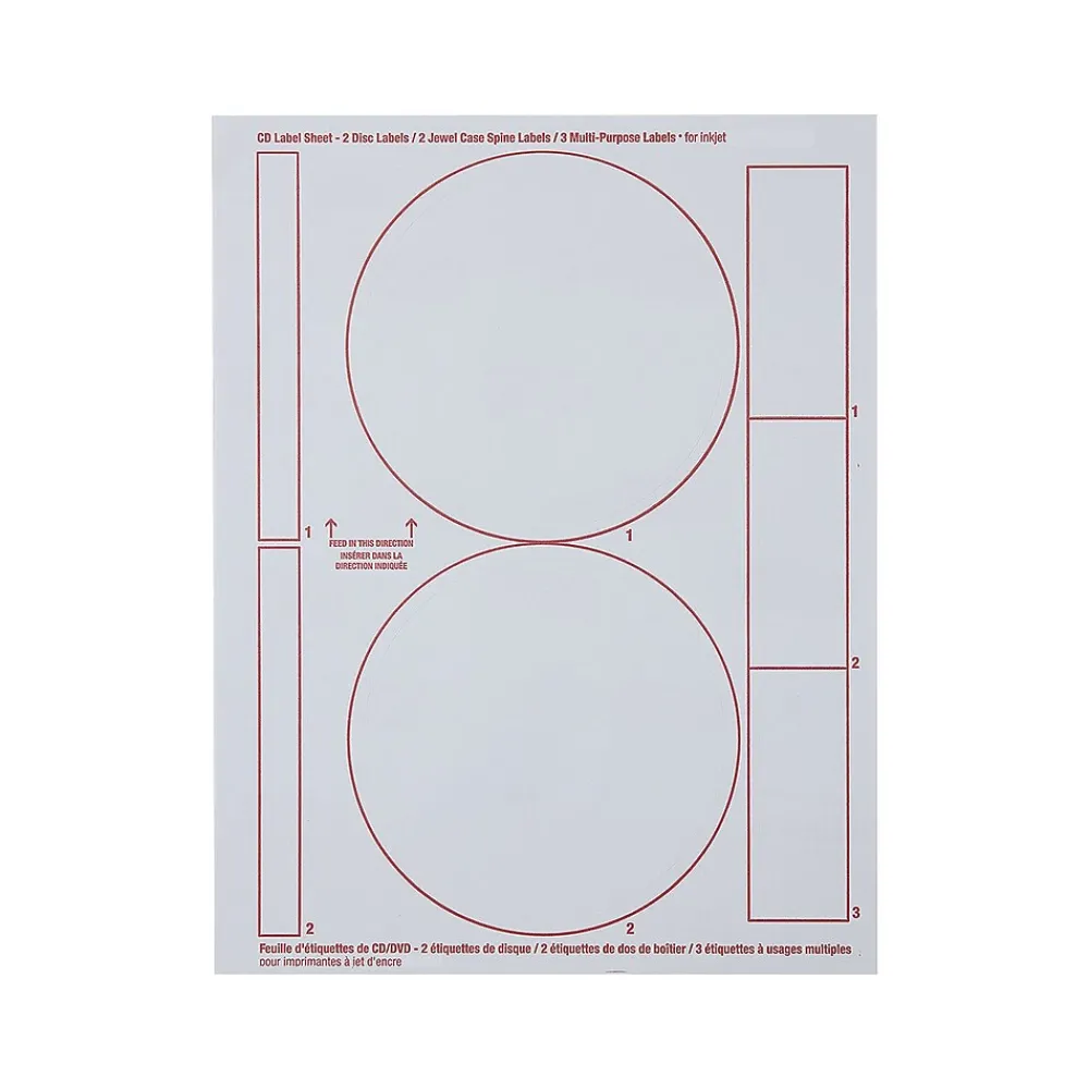 Labels|Verbatim Inkjet Media Labels, White, 7 Labels/Sheet, 50 Sheets/Pack (71126)