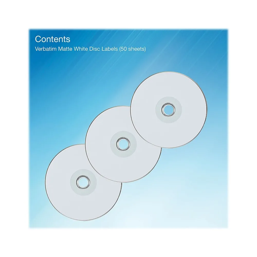 Labels|Verbatim Inkjet Media Labels, White, 7 Labels/Sheet, 50 Sheets/Pack (71126)