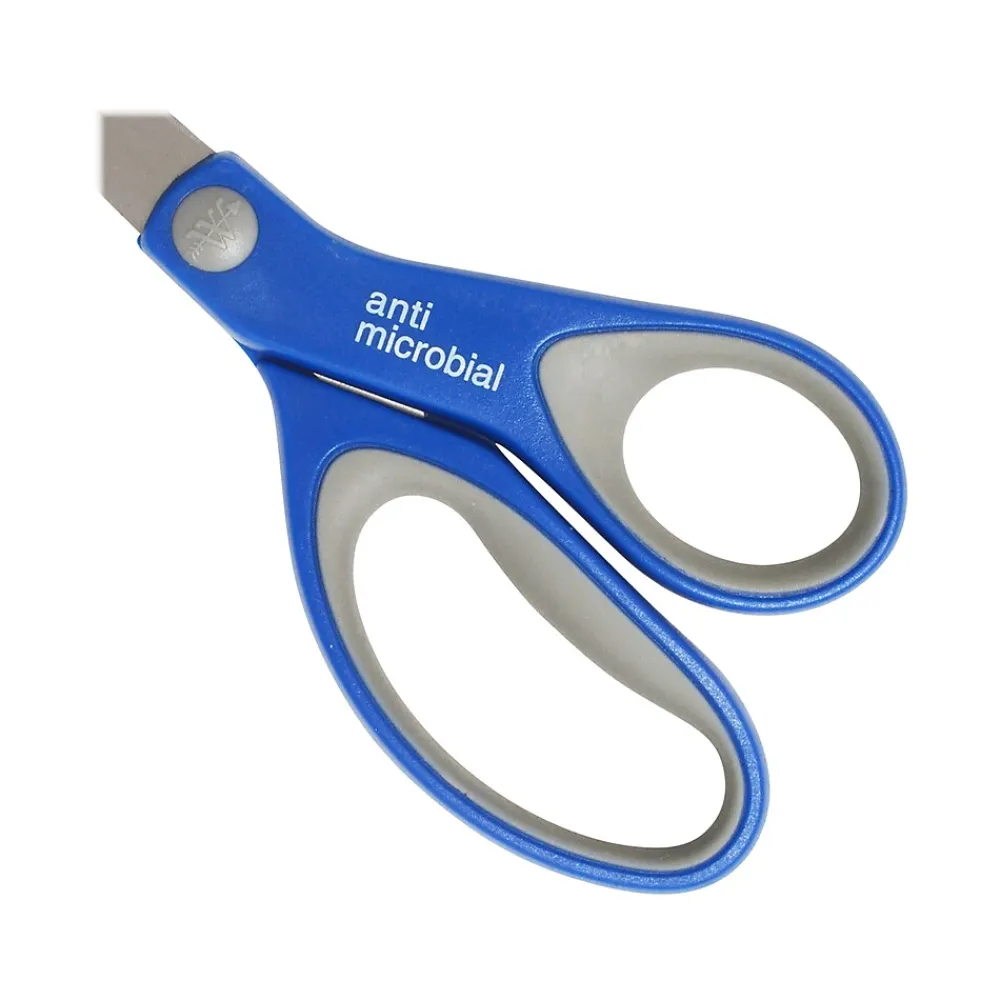 Scissors|Westcott 8" Stainless Steel Scissors, Pointed Tip, Silver/Blue/Gray (17930)