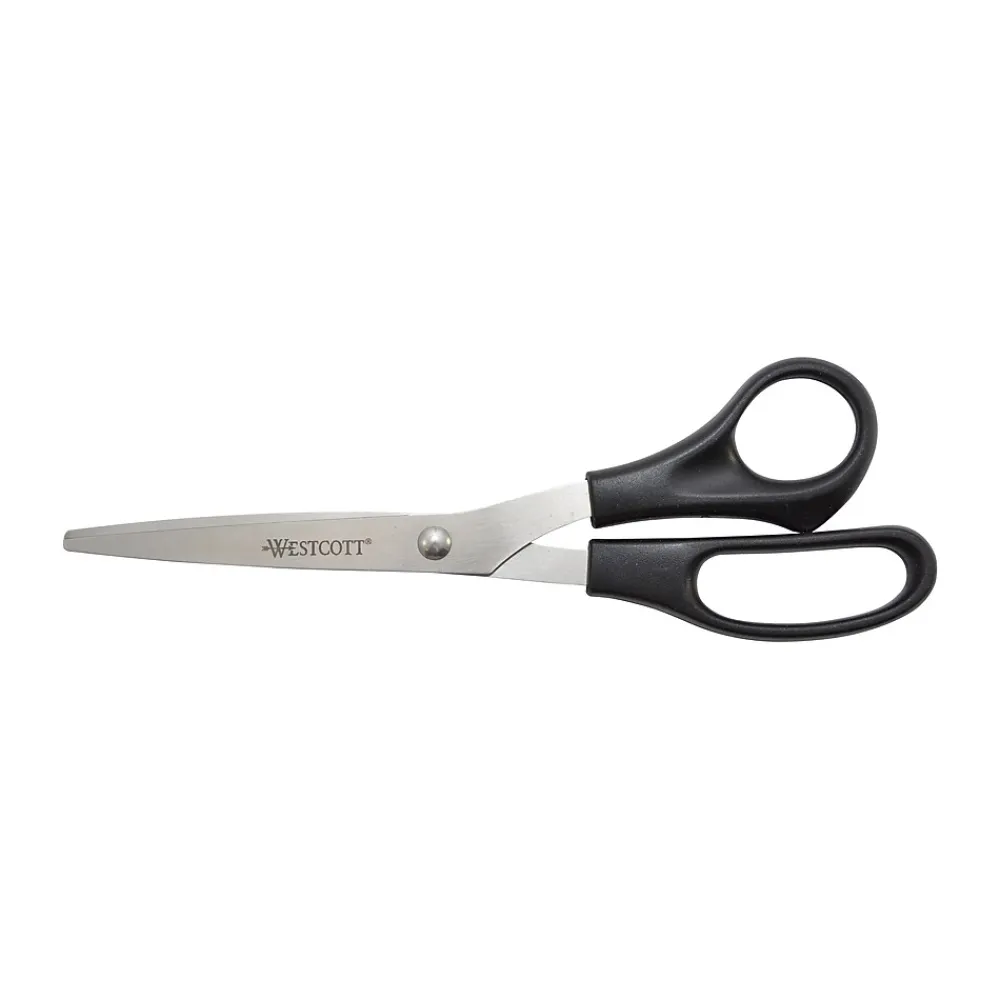 Scissors|Westcott All Purpose 8" Stainless Steel Standard Scissors, Pointed Tip, Black, 3/Pack (16907)