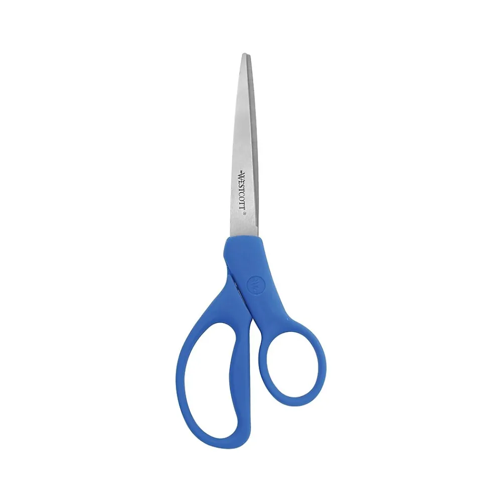 Scissors|Westcott All Purpose Preferred 8" Stainless Steel Scissors, Pointed Tip, Blue (41218)