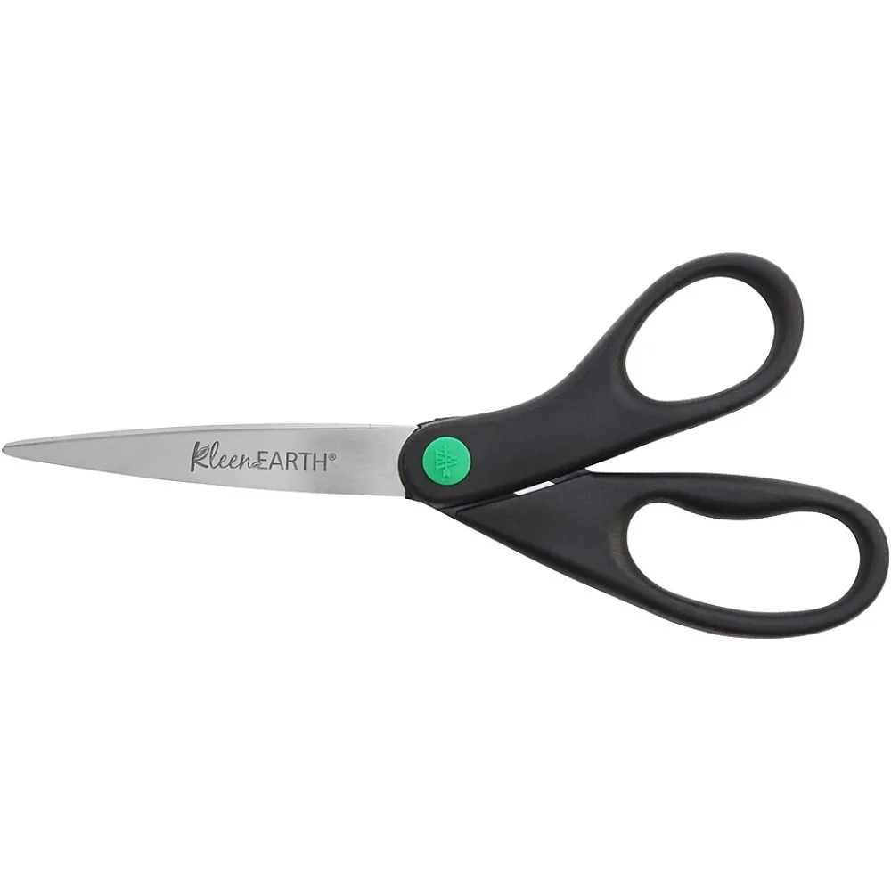 Scissors|Westcott KleenEarth 8" Stainless Steel Scissors, Pointed Tip, Black, 2/Pack (15179)