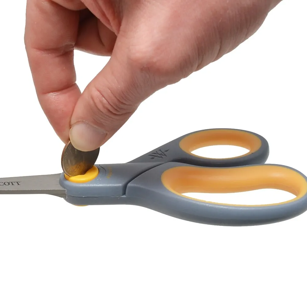 Scissors|Westcott Titanium Bonded 8" Titanium Heavy Duty General Purpose Scissor, Sharp Tip, Gray/Yellow, 2/Pack (13901)